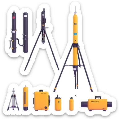 Collection of marine geology equipment including gravity corers, CTD sensors, and multi-beam sonar devices sticker