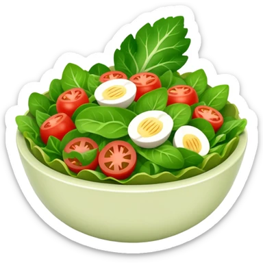 A bowl of salad emoji in the style of Apple emoji with a knocker. sticker