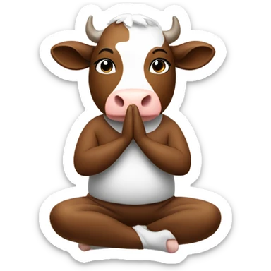 Cow doing yoga pose sticker