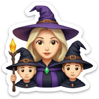 A wich with two sons sticker