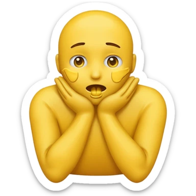 Yellow emoji doing choking emote with hands around neck sticker