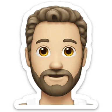 White man with unshaven beard and dark brown hair sticker