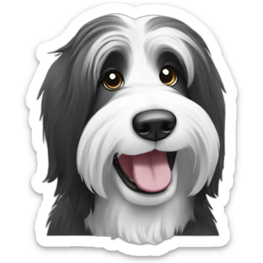Smiling Bearded collie black and white sticker