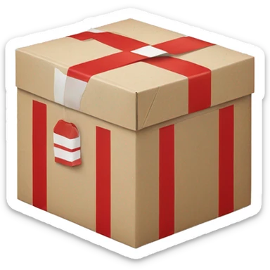 Craft box with red white tape sticker