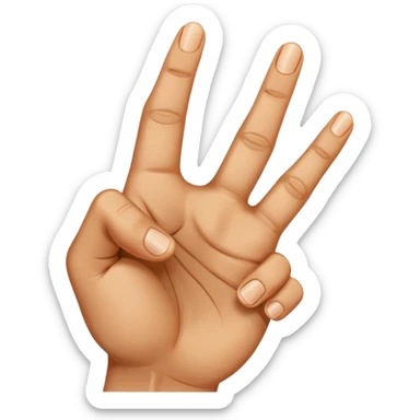 A hand with three fingers up index finger and middle finger and thumb  sticker