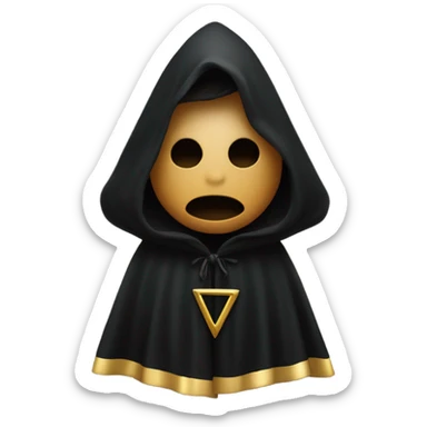 illuminati shadow figure in black cloak with gold trianle on chest sticker