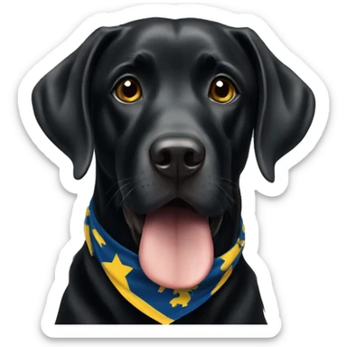 Black Labrador wearing Michigan color bandana sticker