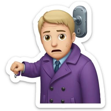 человек зацепился локтем кофты о дверную ручку sticker