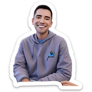 smiling boy with cup sticker