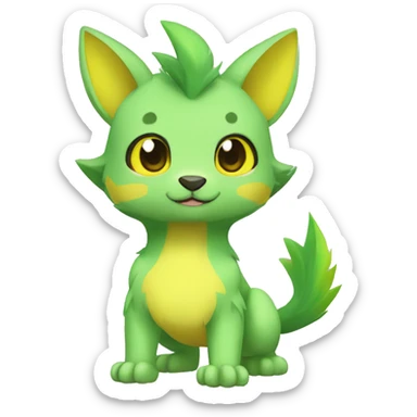 Cute cool green yellow animal hybrid Fakemon full body sticker
