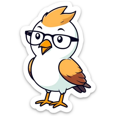 Feather of a Bird with glasses. sticker