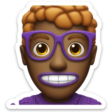 create a emoji ginger bread with purple and black sfumated glasses and nose piercings  sticker