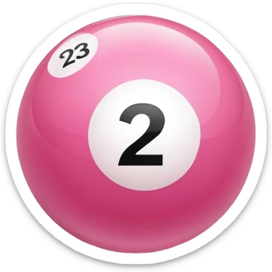 pink billiard ball with the number 23 inside a white circle sticker