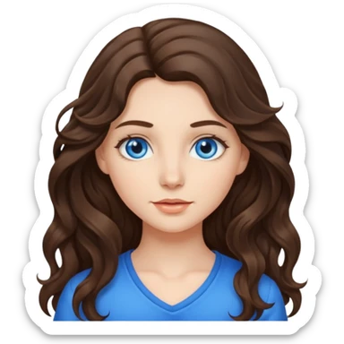 brunette girl with long wavy hair and fair skin  sticker