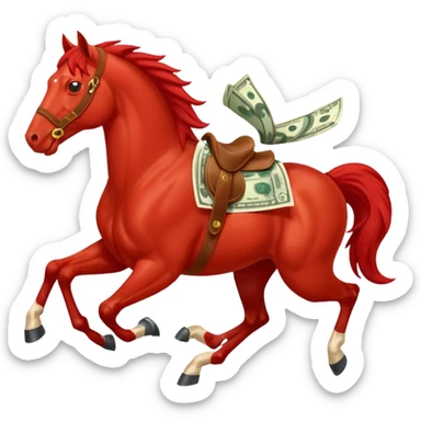 red horse agressive running money on on the saddle sticker