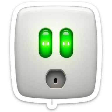 An electrical plug with a green light indicator sticker