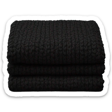 Black knitted blanket in color black sticker