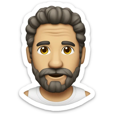 leon con melena con rulos, con remera blanca sticker