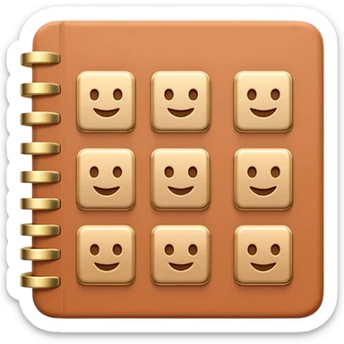 modern elegant planner with checkmarks emoji, 3D style, soft terracotta, beige or pink and gold, clean design sticker