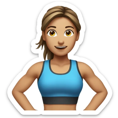 Fitness girl. She doing jaga. She is European. She have brown hair sticker