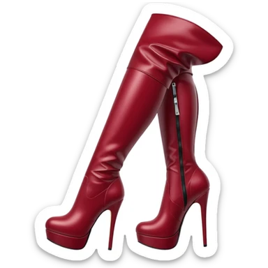 burgundy red latex knee high heel boots sticker