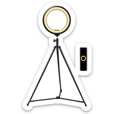 black glowing ring light on black tripod sticker