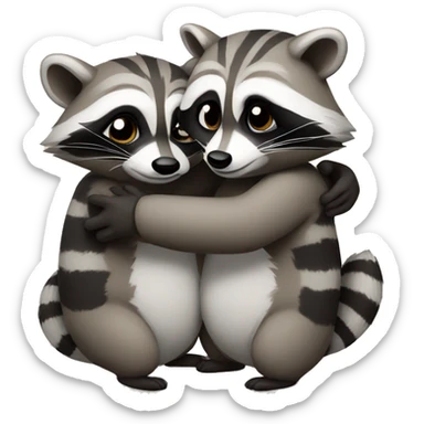 2 raccoons hugging sticker