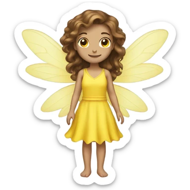 Yellow dress Caucasian brown haired fairy  sticker