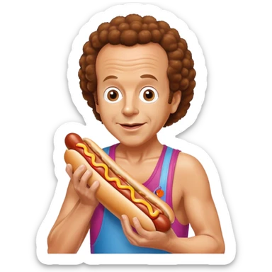 Richard Simmons with hotdog sticker