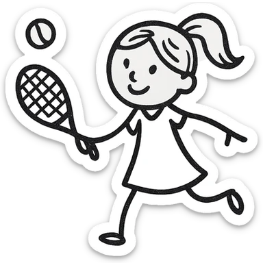 white young girl playing tennis sticker