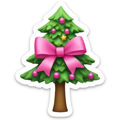 pink bow Christmas tree sticker