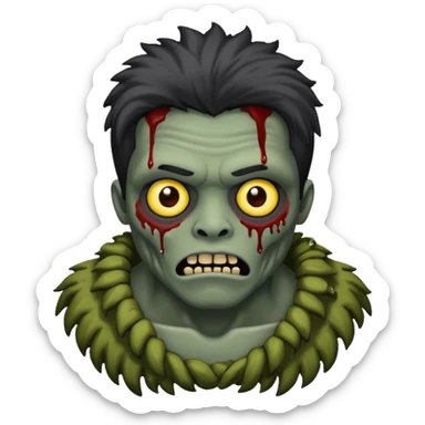 Zumbi com cabelo preto de tamanho médio e roupa preta (Masculino) sticker