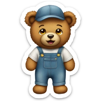 cute teddy bear with overalls sticker