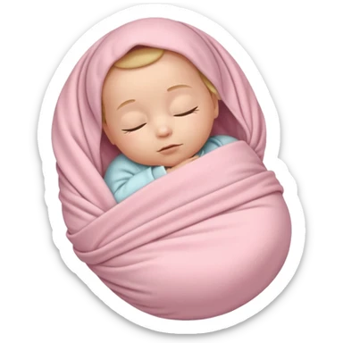 One fully swaddled sleeping baby wrapped in a light pink blanket sticker