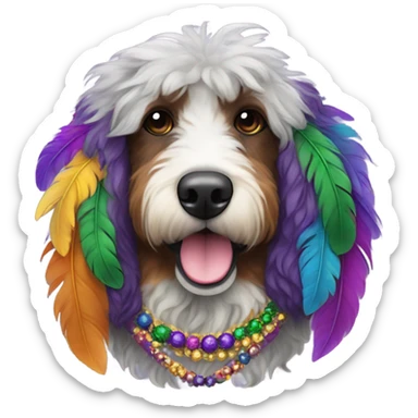 Bernedoodle dressed for Mardi Gras sticker