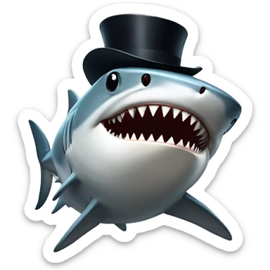 Shark with a top hat sticker