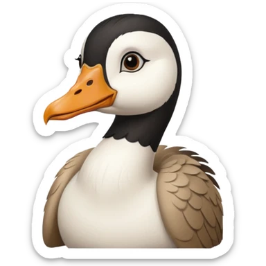 goose portrait with black hair and bangs sticker