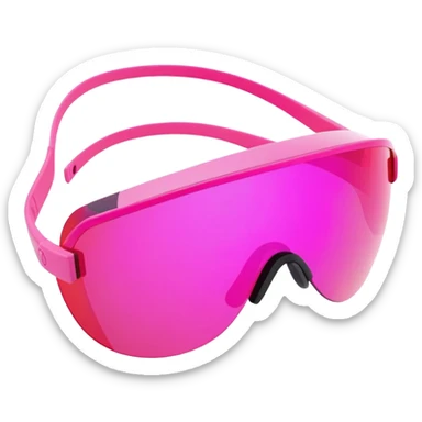 sporty pink shield visor sunglasses with neon pink one-piece lens, athletic futuristic design sticker
