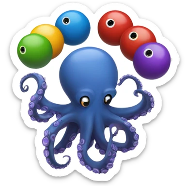 octopus juggling 8 bowling balls sticker