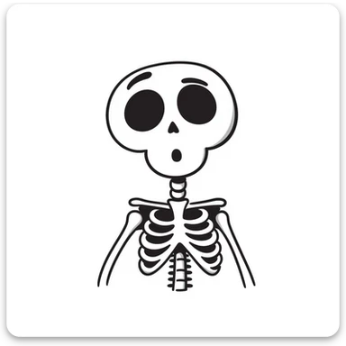 skeleton in shock, hand drawn doodle style sticker