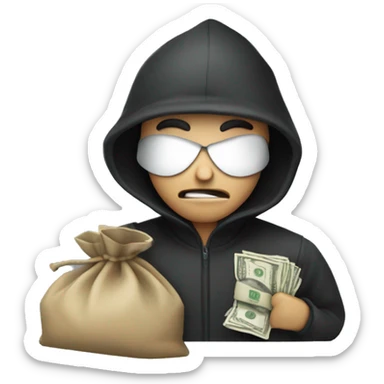 Robber with bag of cash sticker