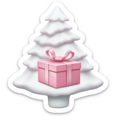 Light pink Christmas gifts under a white Christmas tree  sticker