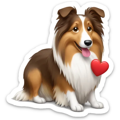 cartoon sheltie holding heart sticker