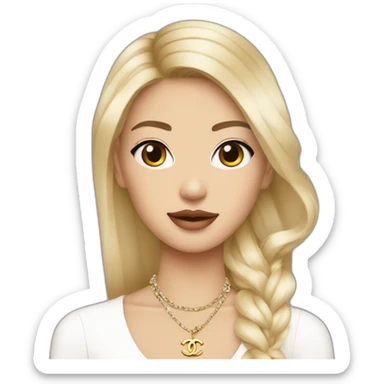 Blonde Chanel Asian Girl with Birkin bag and Chanel necklace sticker