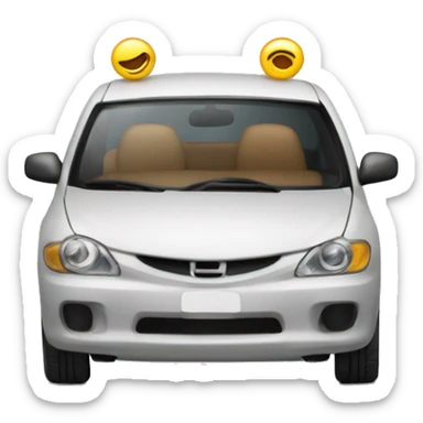 Car avec un fer à repasser tenu en l’air à côté de son oreille  sticker