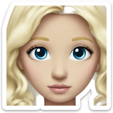 ocean blue doll eyes, blonde hair, feminine, pink, girl, angelic sticker