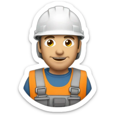 Un homme avec un casque de chantier et du remblais sur la peau sticker