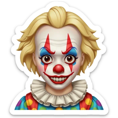 Creepy clown with dirty blonde hair sticker