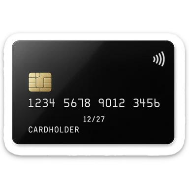 shiny new black credit card, modern, minimal, reflective surface sticker