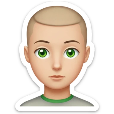 Buzz cut, green eyes sticker